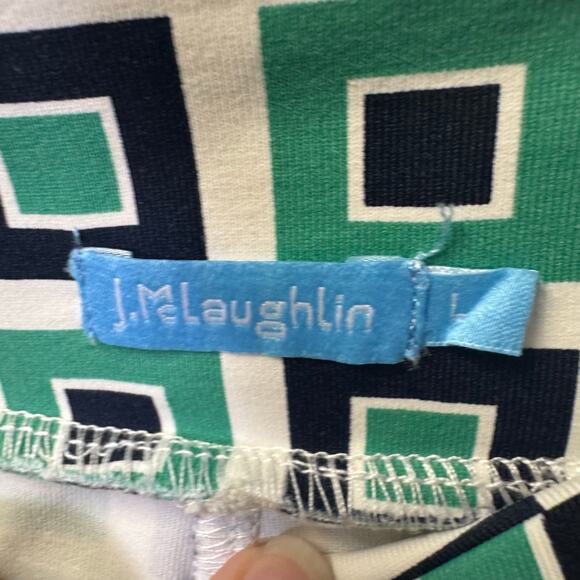 J. McLaughlin Green Black Art Deco High Rise Wide Leg Pants Womens Large - Picture 3 of 5